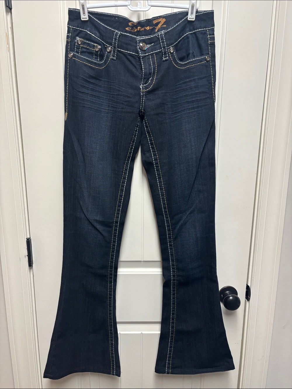 Seven7 Tulip Flare Jeans Dark Wash Stretch Denim Women's Size 28
